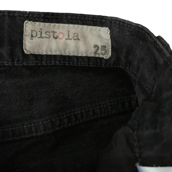Pistola ‘Nico Into The Void’ Distressed  Ring Zipper Black Denim Jeans Size 25 - Picture 9 of 10
